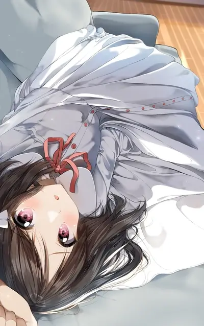 Girl lying on a couch