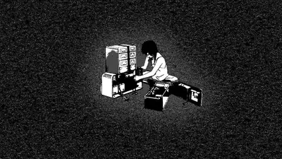 Girl repairing electronic equipment