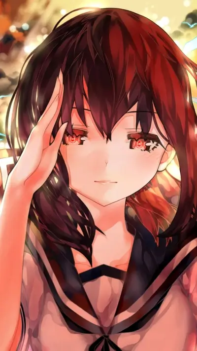 Girl saluting with red hair
