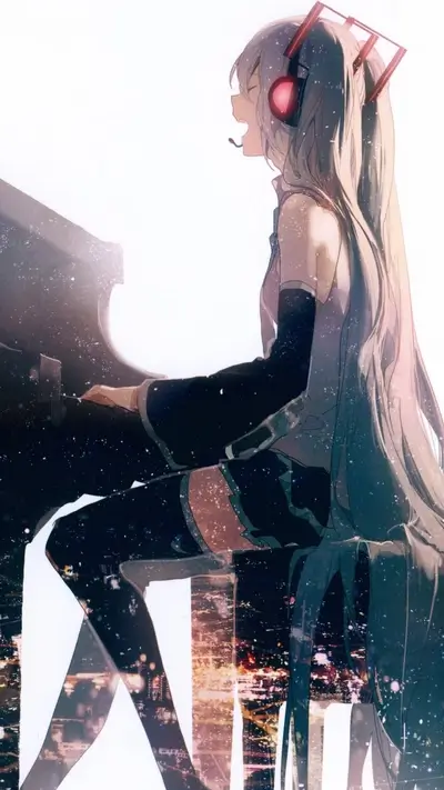 Girl singing at a piano