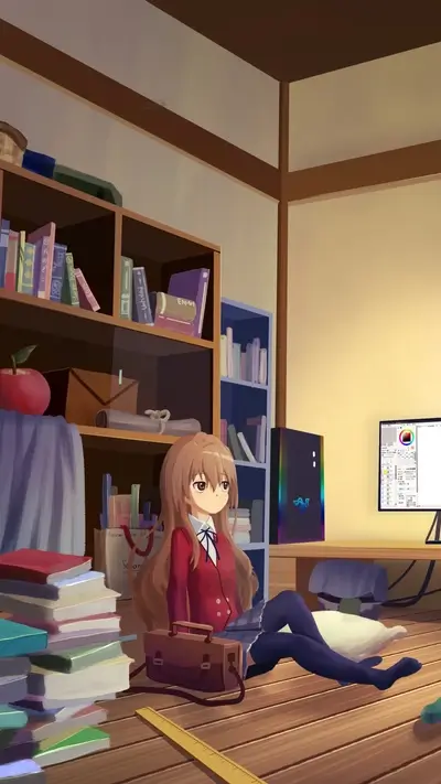 Girl sitting on the floor in a room