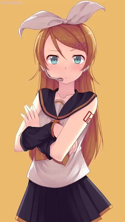 Girl with a bow and headset, arms crossed