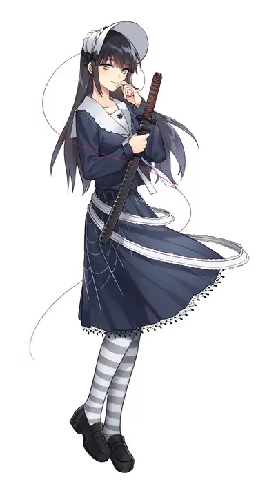 Girl with a katana and flowing dress