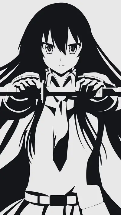 Girl with a sword, black and white style