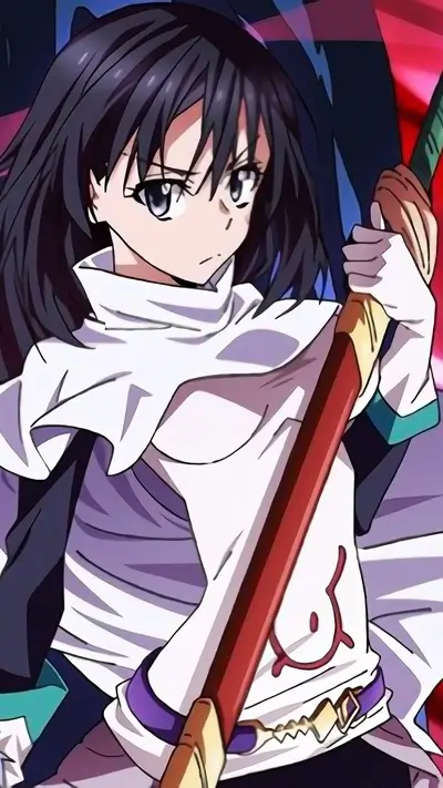 Girl with a sword, dark hair, white clothes