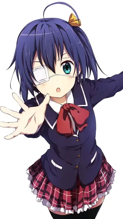 Girl with an eyepatch in a school uniform