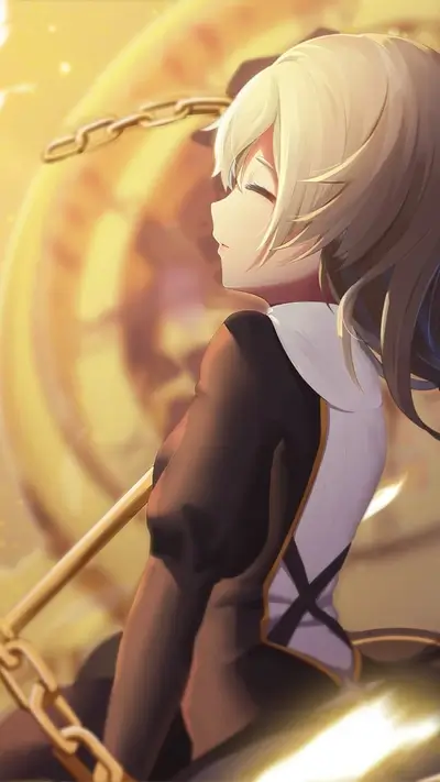 Girl with blond hair and dark clothes