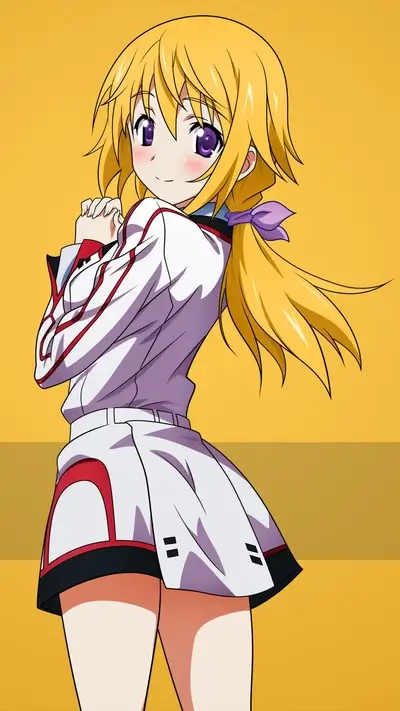Girl with blond hair and purple eyes
