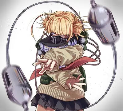 Girl with blonde hair and mask spinning objects