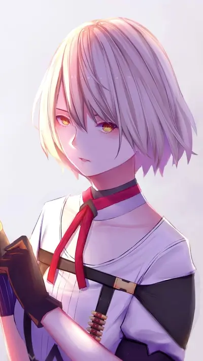Girl with blonde hair and yellow eyes