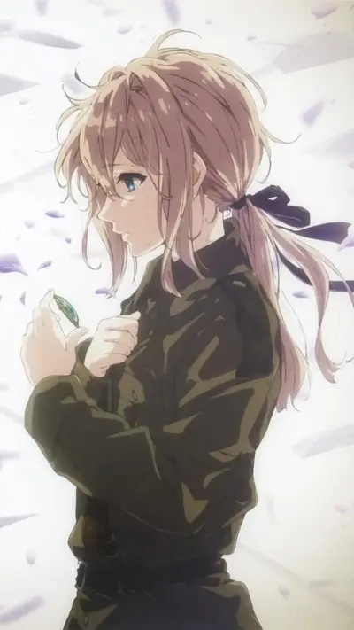 Girl with blonde hair holding a small object