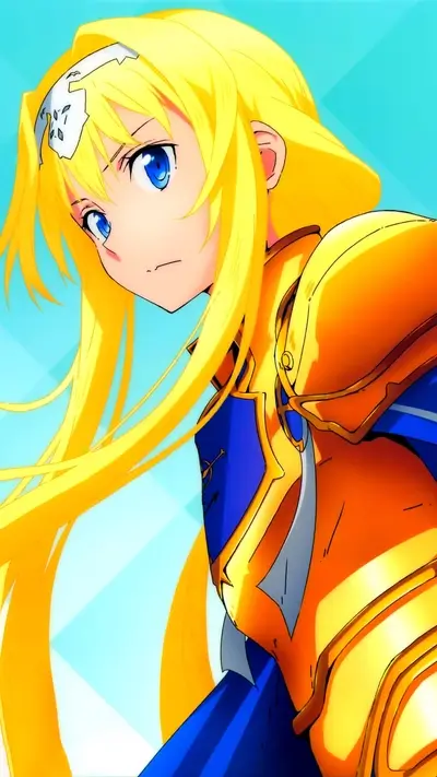 Girl with blonde hair in golden armor