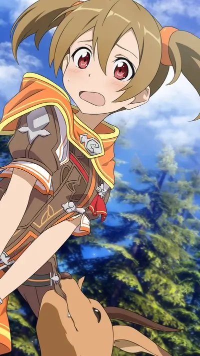 Girl with brown hair and orange clothes
