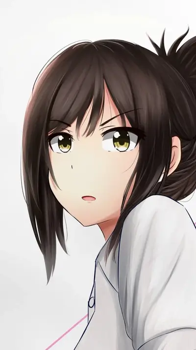 Girl with brown hair and yellow eyes