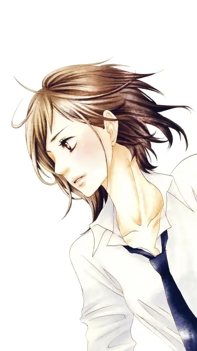 Girl with brown hair looking down