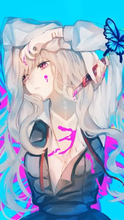 Girl with butterfly and box cutter art