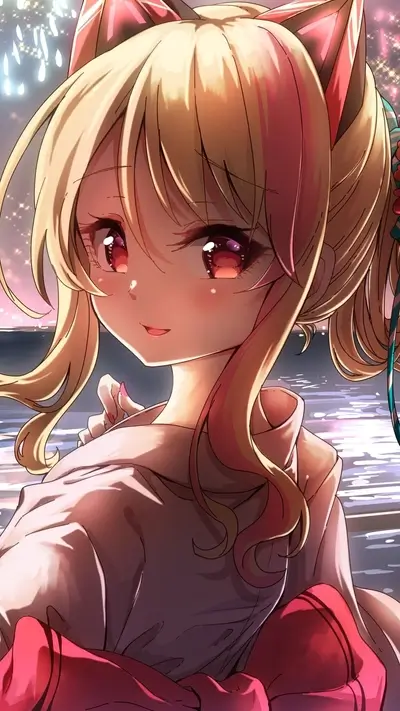 Girl with cat ears and blonde hair