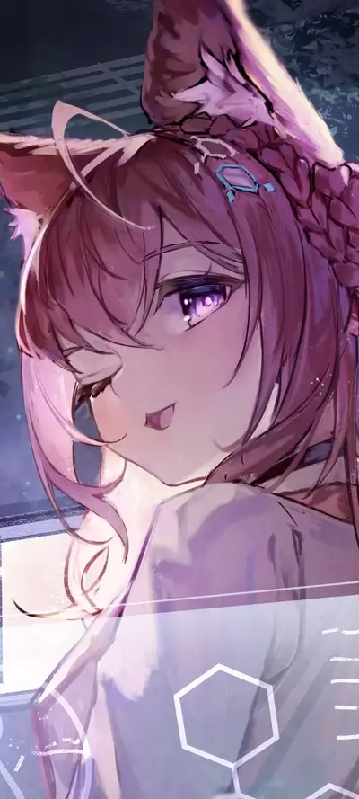 Girl with cat ears and purple eyes