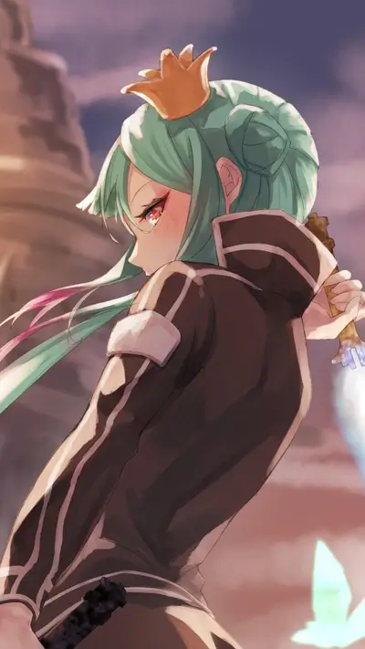 Girl with crown wielding a sword