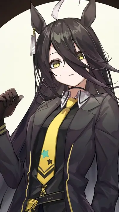 Girl with dark hair and yellow tie