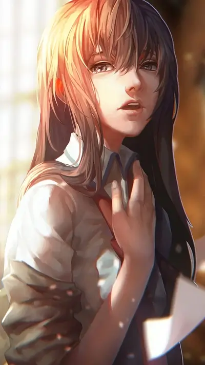 Girl with dual-toned hair, thoughtful expression