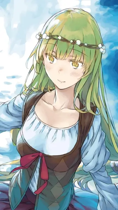 Girl with flower crown, wearing traditional attire