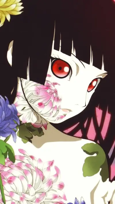 Girl with flowers on her face and body