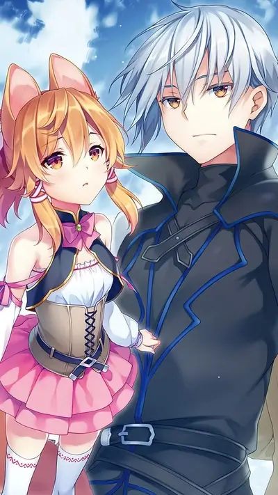 Girl with fox ears and boy with silver hair