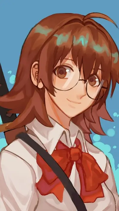 Girl with glasses and red bow