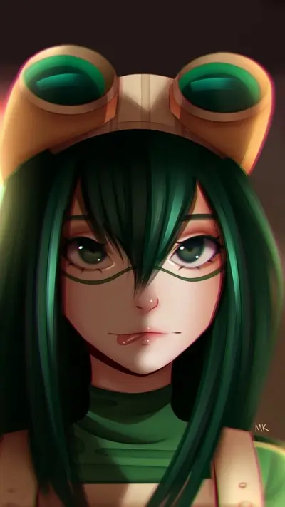 Girl with goggles and green hair