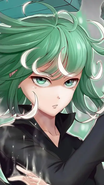 Girl with green hair and black clothes