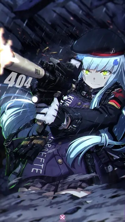 Girl with gun in rain
