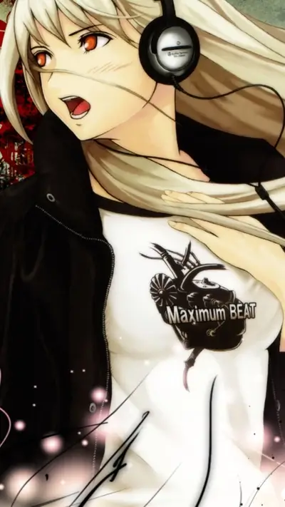 Girl with headphones singing, graphic design
