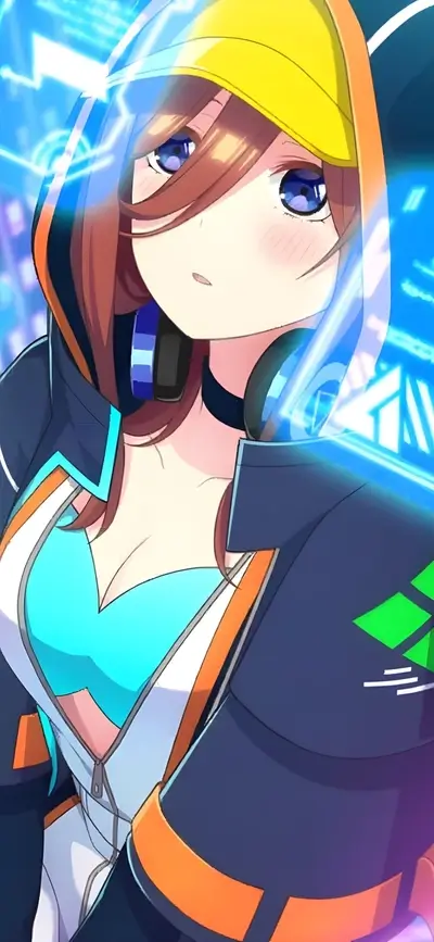 Girl with headset and hoodie illustration digital art style