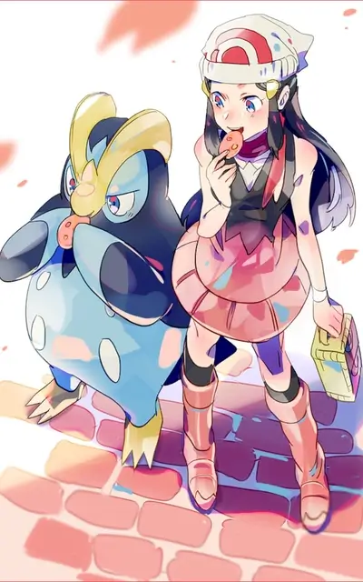 Girl with her penguin Pokémon