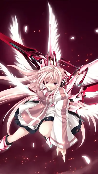 Girl with large wings and a robotic suit