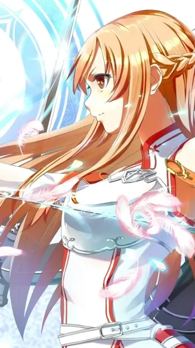 Girl with long blonde hair, wielding a glowing sword