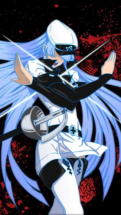 Girl with long blue hair and a white outfit