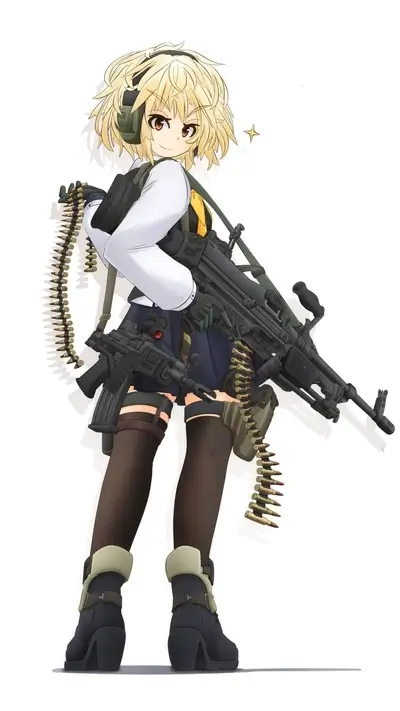 Girl with machine gun