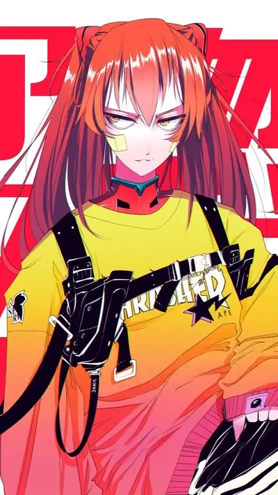 Girl with orange hair and yellow eyes in a stylish outfit