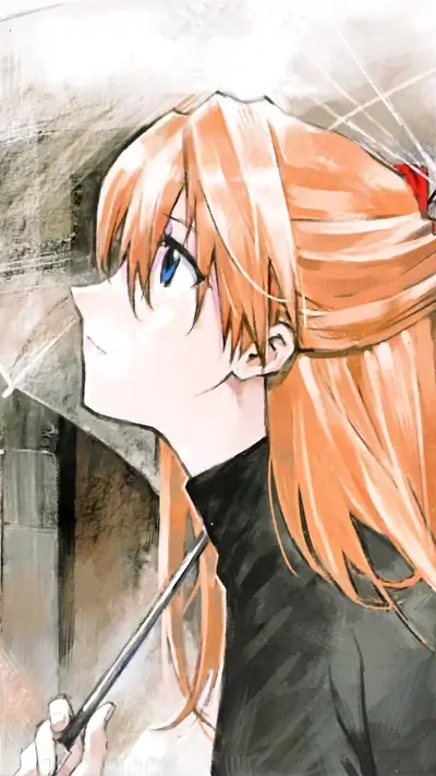 Girl with orange hair under an umbrella