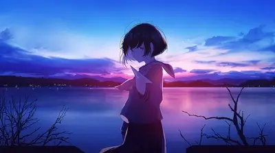 Girl with paper airplane at twilight