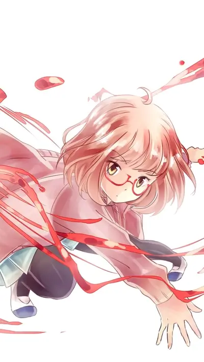 Girl with pink hair and glasses running