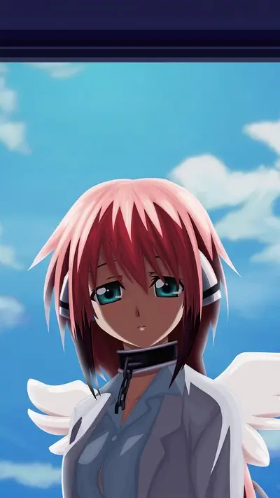 Girl with pink hair and wings