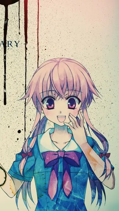 Girl with pink hair in a blue uniform