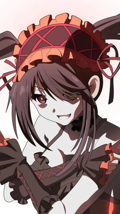 Girl with red eyes and orange hat