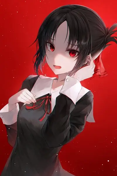 Girl with red eyes and red background