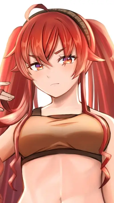 Girl with red hair and tan top