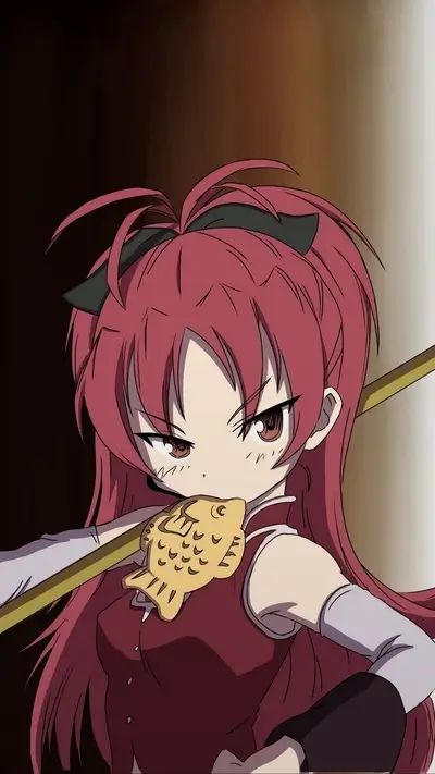 Girl with red hair holding a weapon