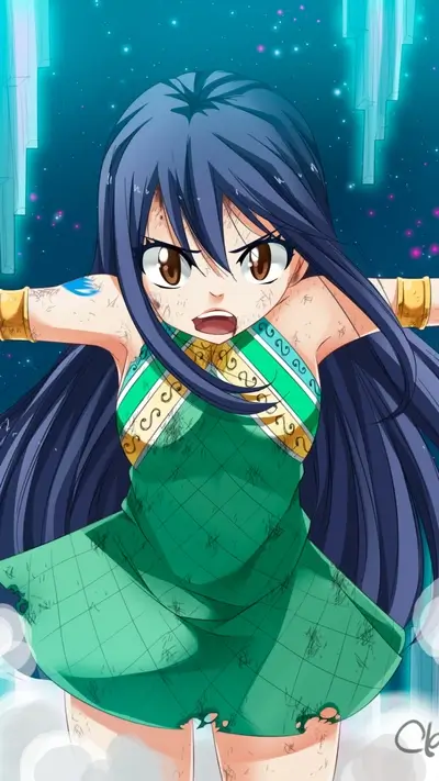 Girl with torn clothes and angry expression